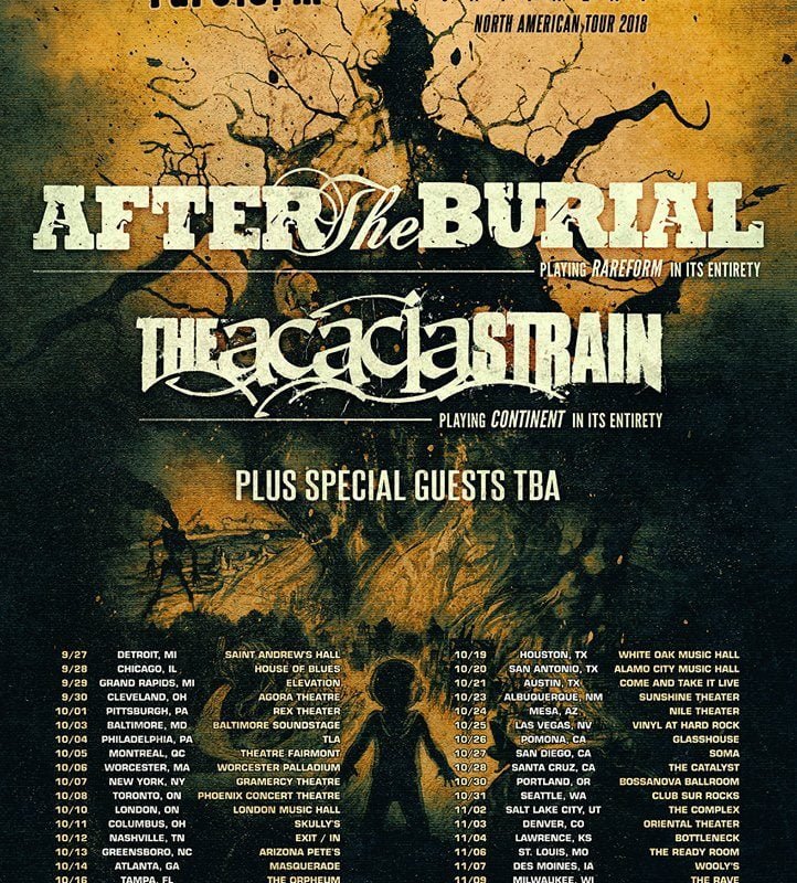 After The Burial -- The Acacia Strain "Rareform 10" tour poster